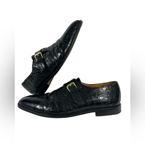Genuine men SAKS FIFTH AVENUE alligator monk strap shoes 12 M - Picture 3 of 10